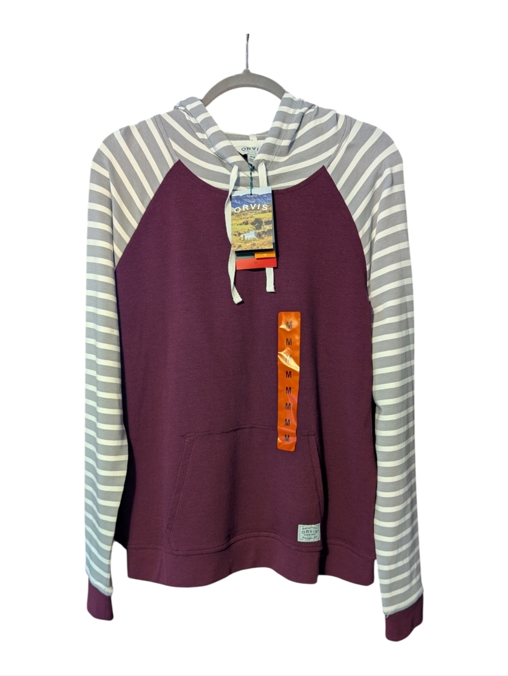 NWT Orvis Women's Cozy Soft Colorblock Hoodie White Gray Fig Purple Outdoor Gorp